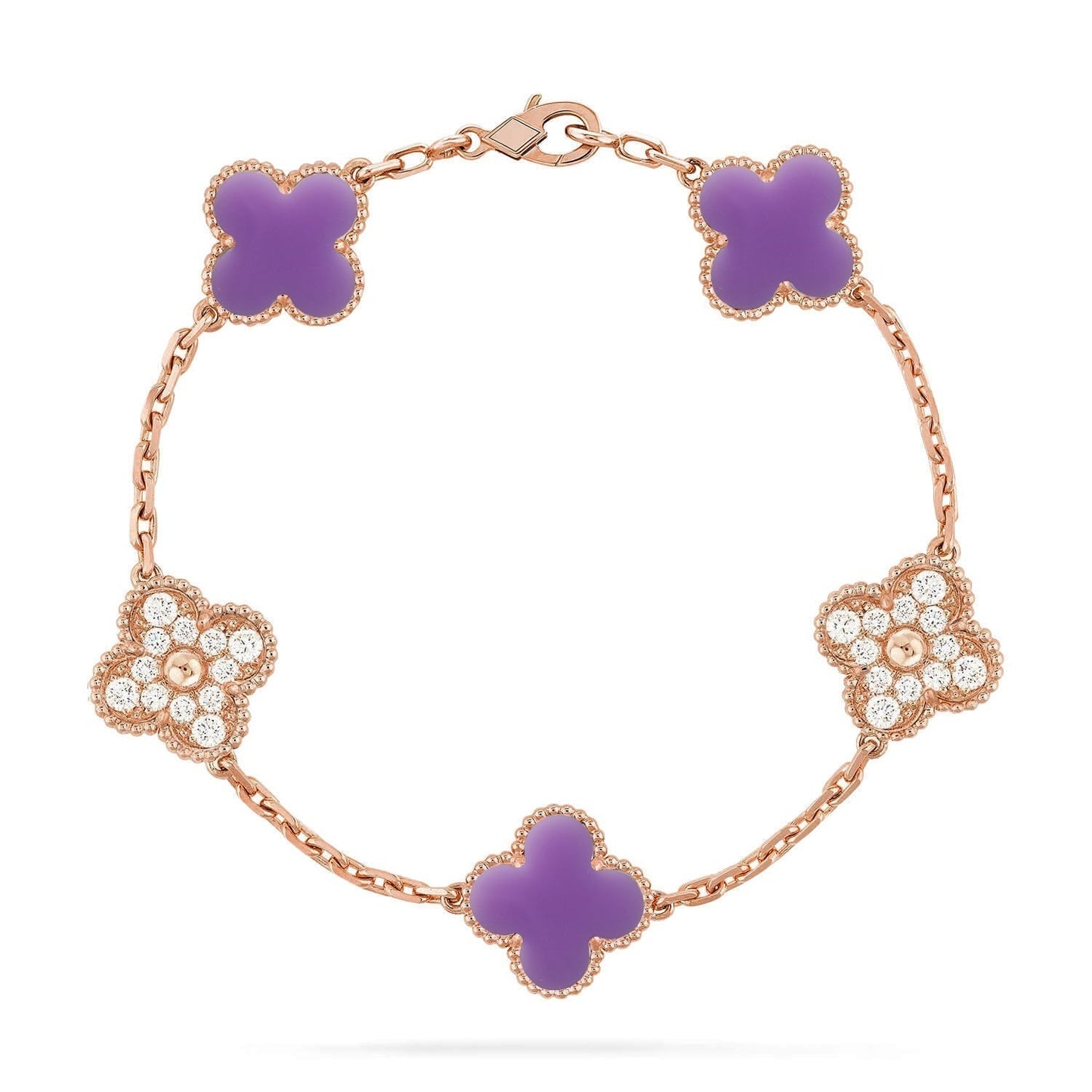 [Shinejoy]CLOVER 5 MOTIF LIGHT PURPLE BRACELET COLLECTION