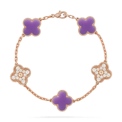 [Shinejoy]CLOVER 5 MOTIF LIGHT PURPLE BRACELET COLLECTION