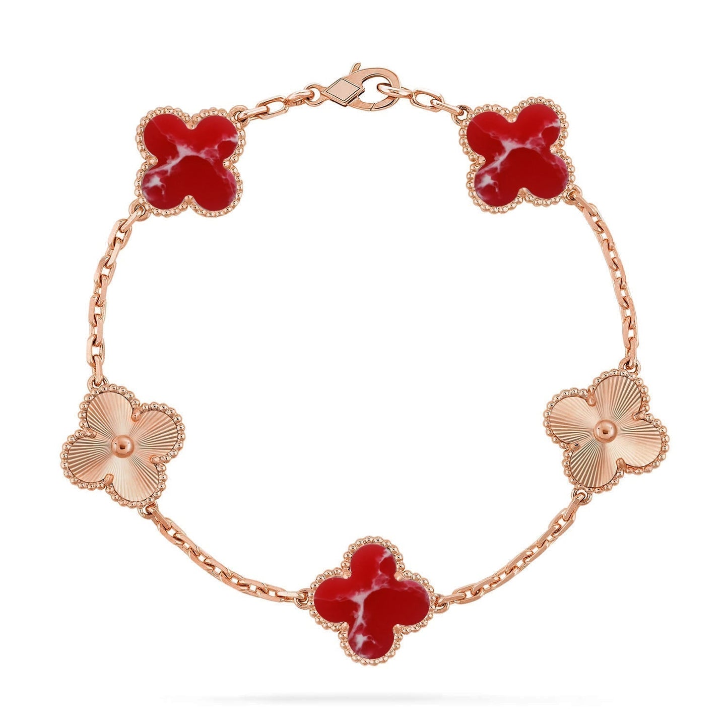 [Shinejoy]CLOVER 5 MOTIF RED PATTERN BRACELET COLLECTION