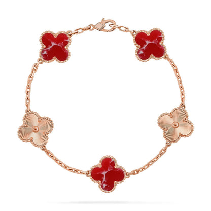 [Shinejoy]CLOVER 5 MOTIF RED PATTERN BRACELET COLLECTION