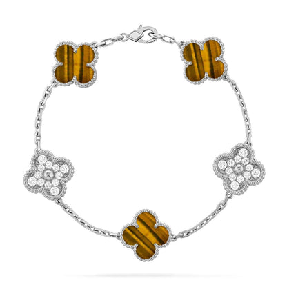 [Shinejoy] CLOVER 5 MOTIFS TIGER EYE BRACELET COLLECTION