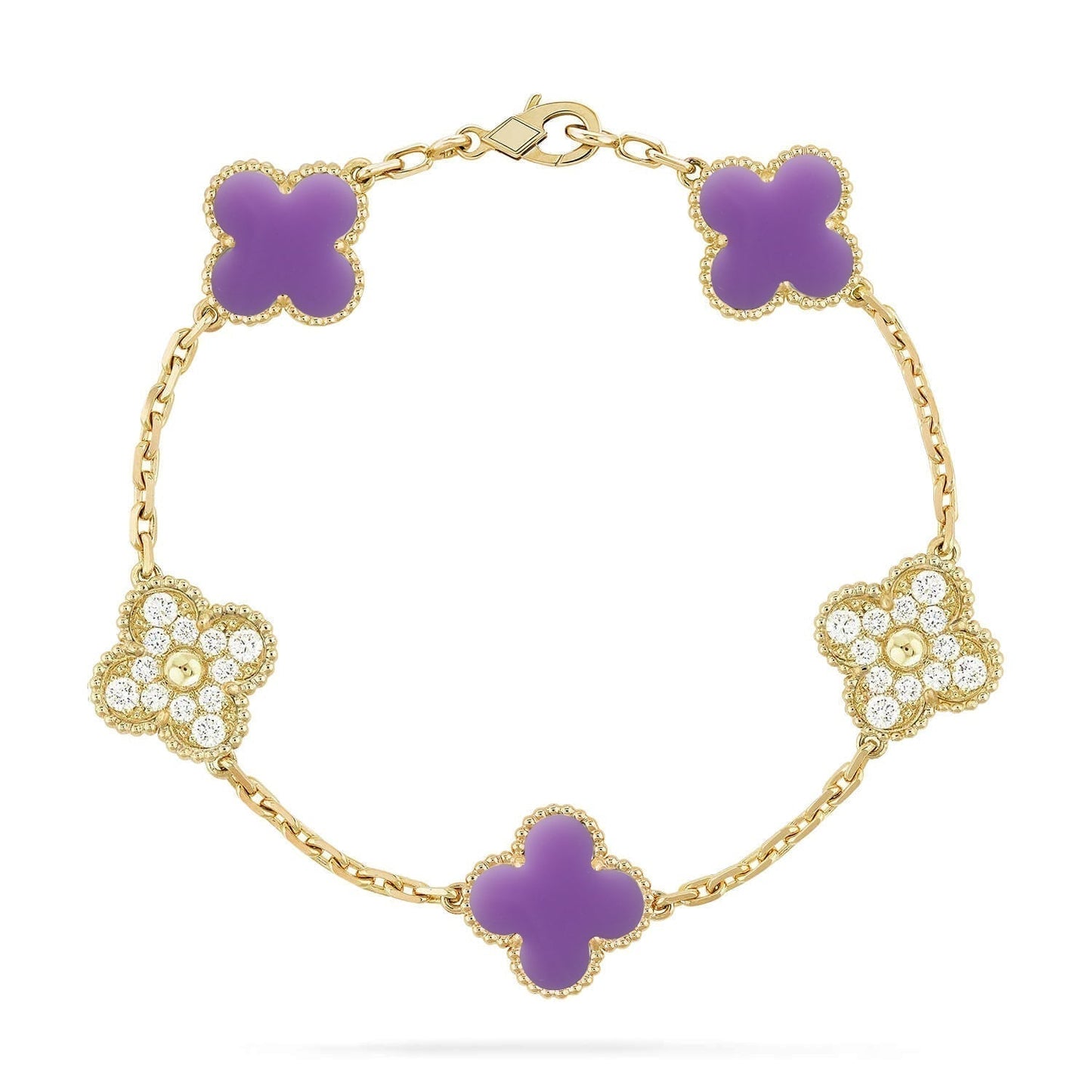 [Shinejoy]CLOVER 5 MOTIF LIGHT PURPLE BRACELET COLLECTION
