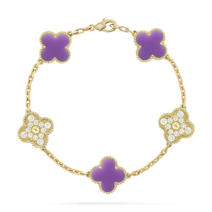 [Shinejoy]CLOVER 5 MOTIF LIGHT PURPLE BRACELET COLLECTION