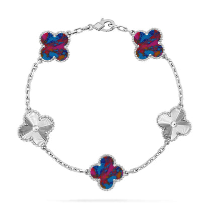 [Shinejoy]CLOVER 5 MOTIF COLOR GEMSTONES BRACELET COLLECTION