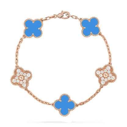 [Shinejoy] CLOVER 5 MOTIF BLUE AGATE BRACELET COLLECTION
