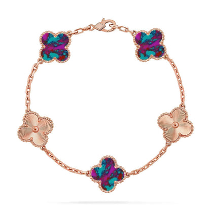[Shinejoy]CLOVER 5 MOTIF COLOR GEMSTONES BRACELET COLLECTION