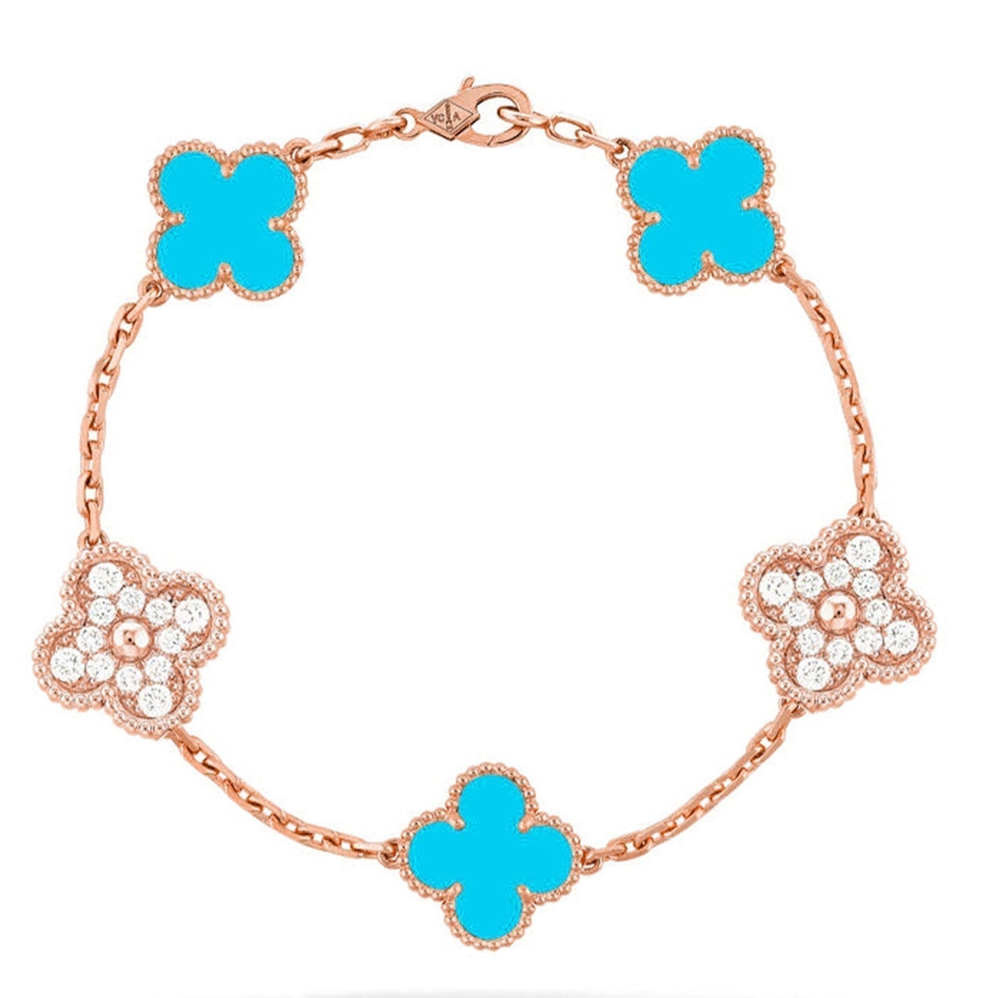 [Shinejoy] CLOVER 5 MOTIF TURQUOISE BRACELET COLLECTION