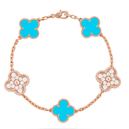 [Shinejoy] CLOVER 5 MOTIF TURQUOISE BRACELET COLLECTION