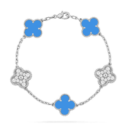 [Shinejoy] CLOVER 5 MOTIF BLUE AGATE BRACELET COLLECTION