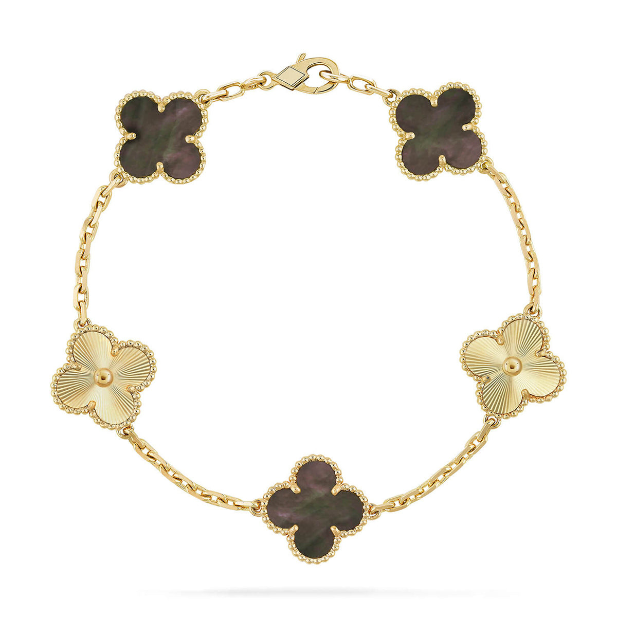 [Shinejoy] CLOVER 5 MOTIF GRAY MOP BRACELET COLLECTION