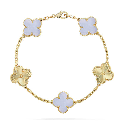 [Shinejoy] CLOVER 5 MOTIF PURPLE CHALCEDONY BRACELET COLLECTION