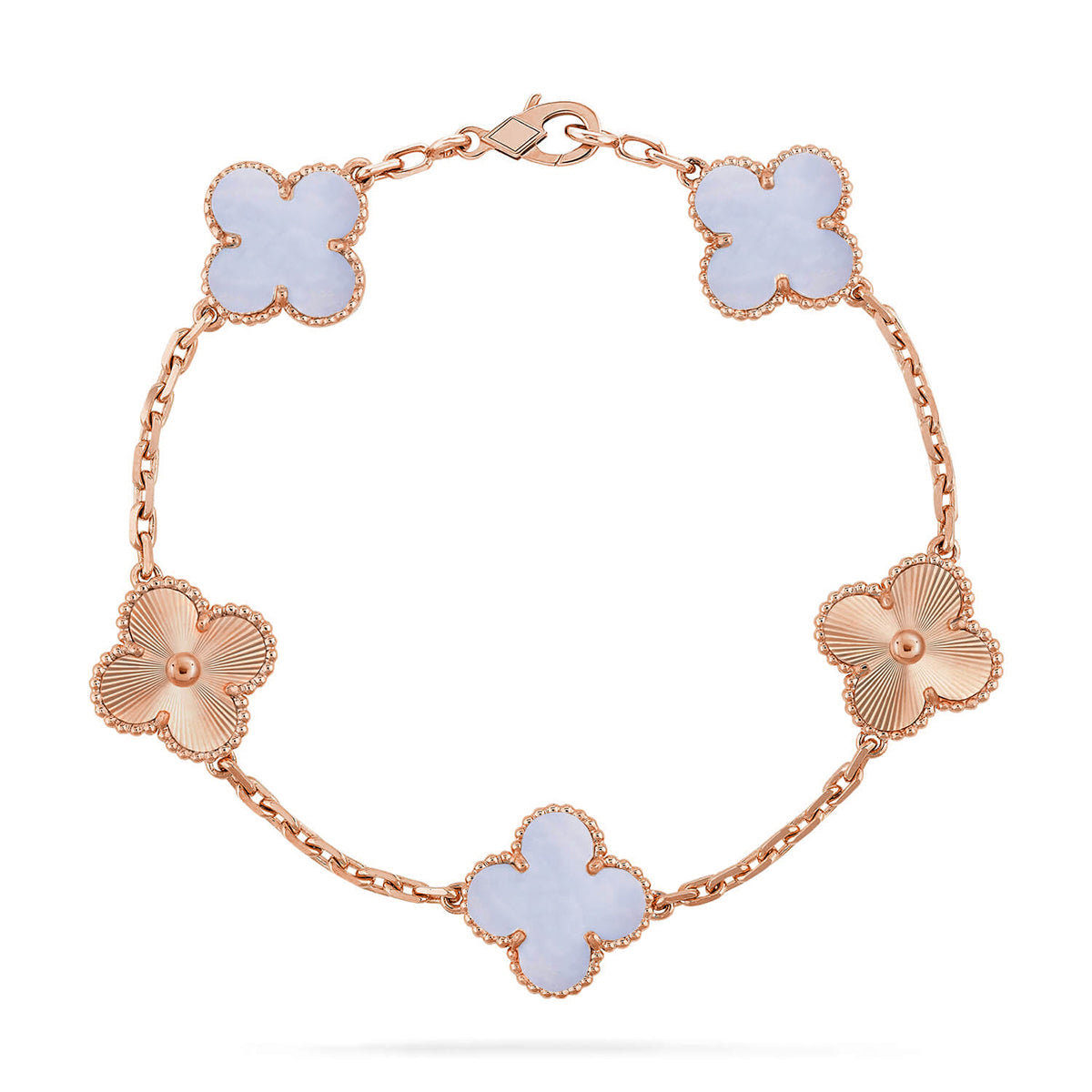 [Shinejoy] CLOVER 5 MOTIF PURPLE CHALCEDONY BRACELET COLLECTION