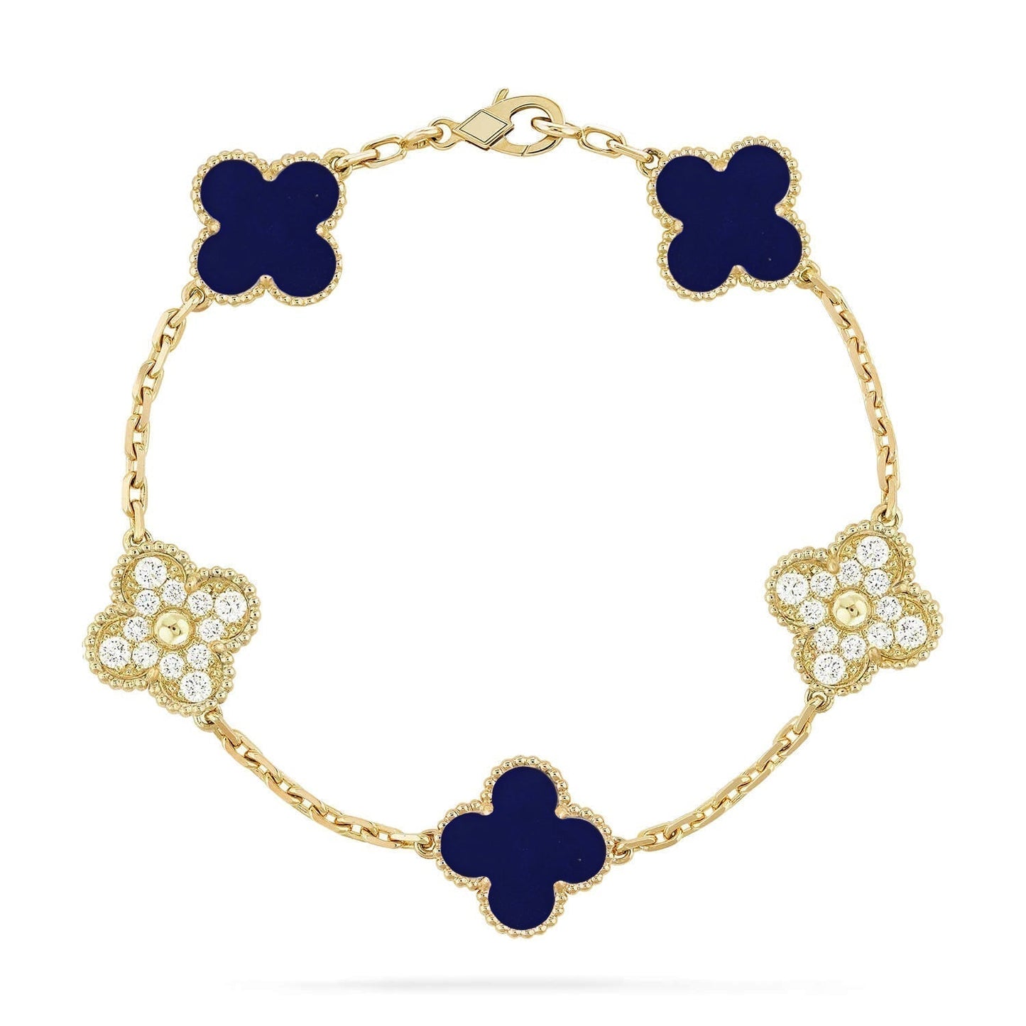 [Shinejoy]CLOVER 5 MOTIF LAPIS LAZULI BRACELET COLLECTION