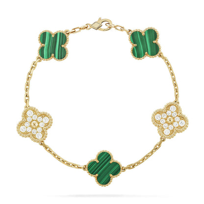 [Shinejoy] CLOVER 5 MOTIF MALACHITE BRACELET COLLECTION