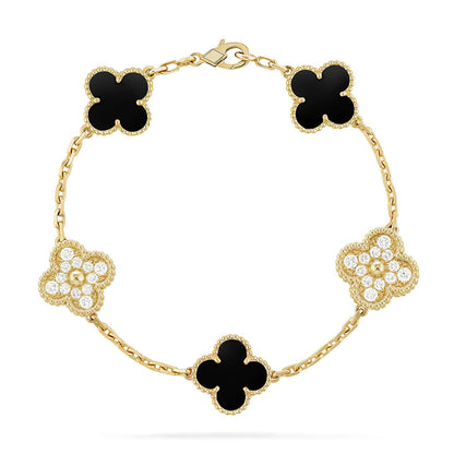 [Shinejoy] CLOVER 5 MOTIF ONYXS BRACELET COLLECTION