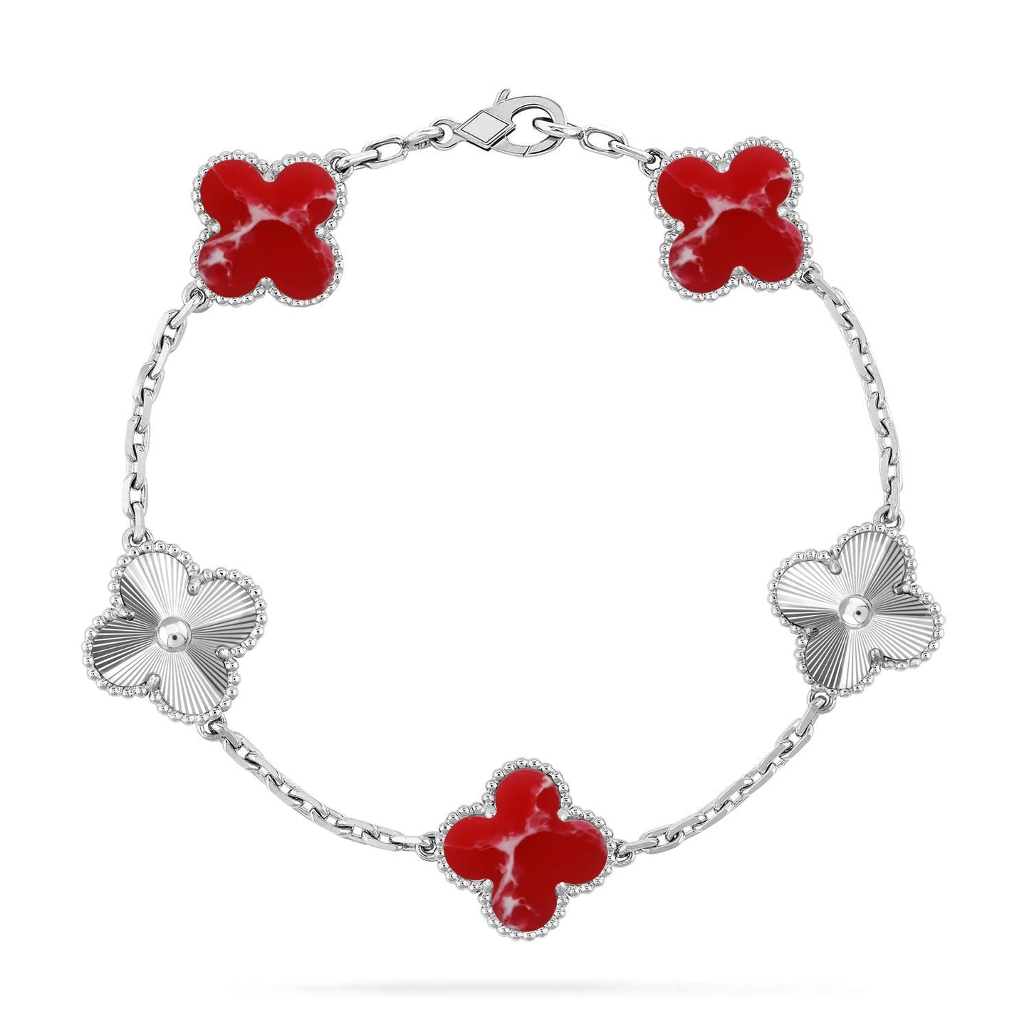 [Shinejoy]CLOVER 5 MOTIF RED PATTERN BRACELET COLLECTION