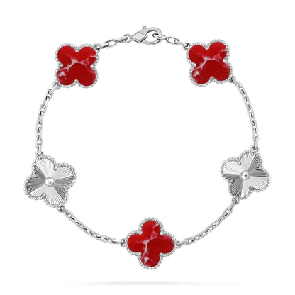[Shinejoy]CLOVER 5 MOTIF RED PATTERN BRACELET COLLECTION