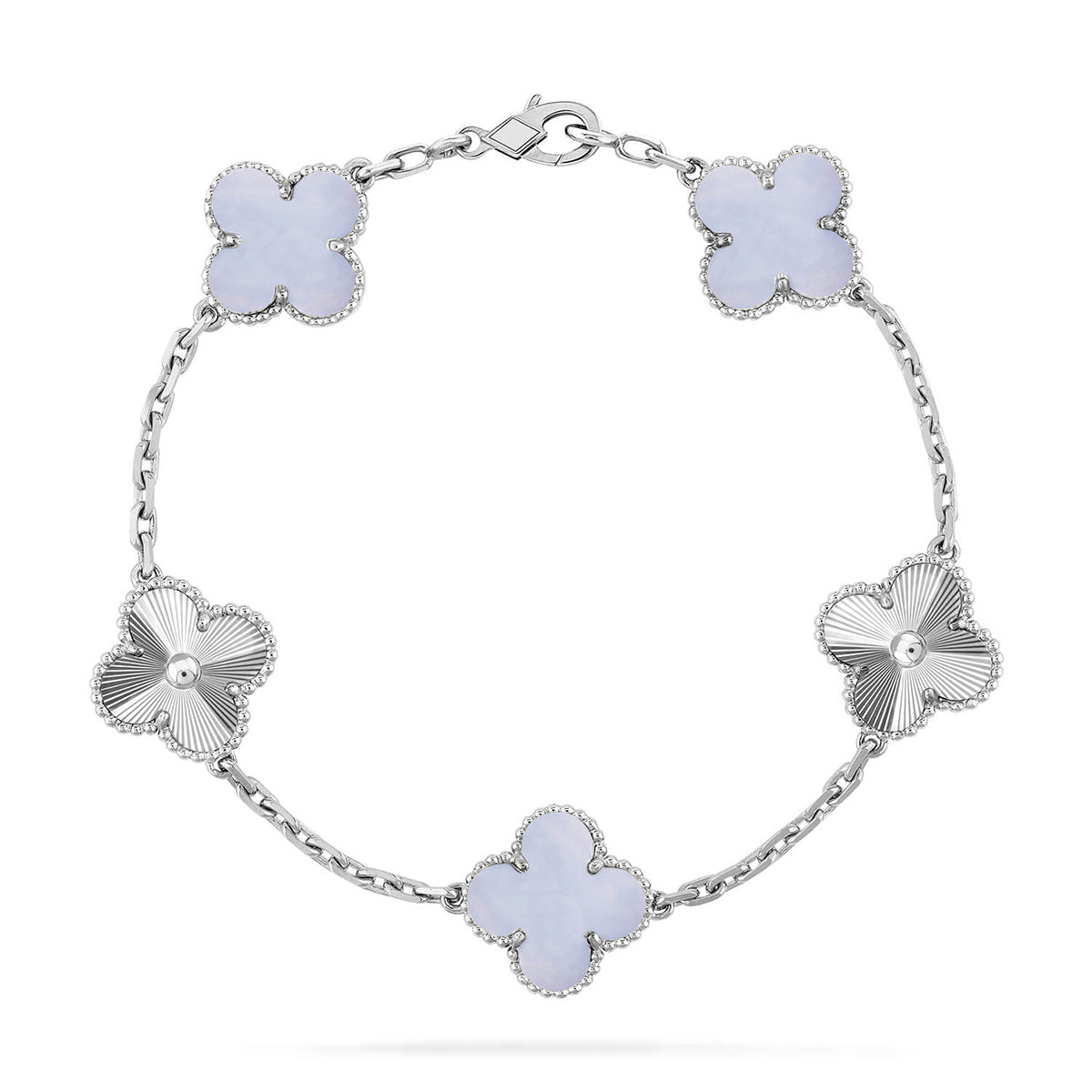 [Shinejoy] CLOVER 5 MOTIF PURPLE CHALCEDONY BRACELET COLLECTION