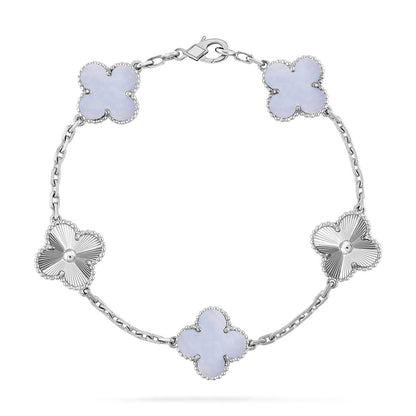 [Shinejoy] CLOVER 5 MOTIF PURPLE CHALCEDONY BRACELET COLLECTION