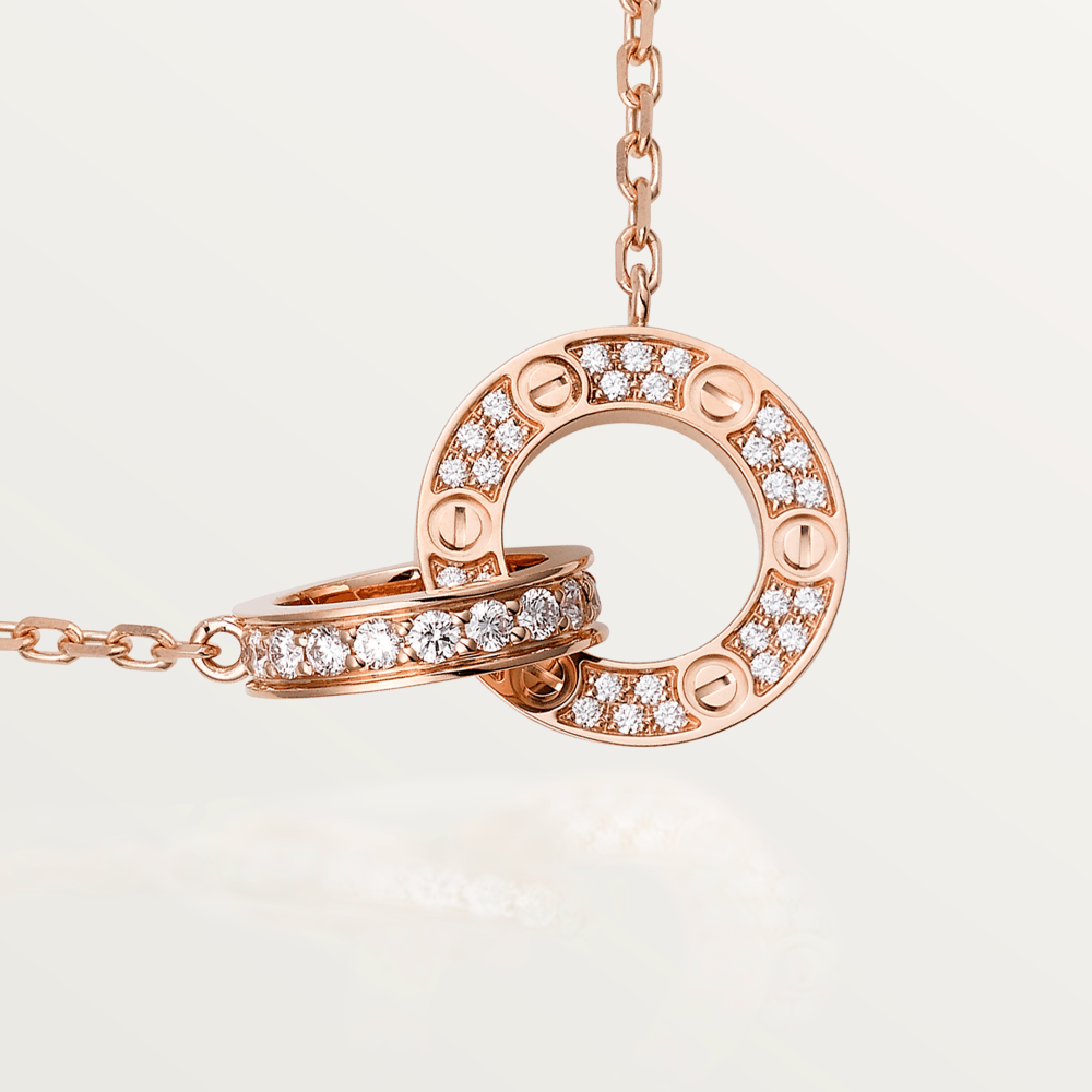 [Shinejoy]LOVE 7.6MM NECKLACE Shinejoy GOLD AND SILVER  FULL DIAMOND