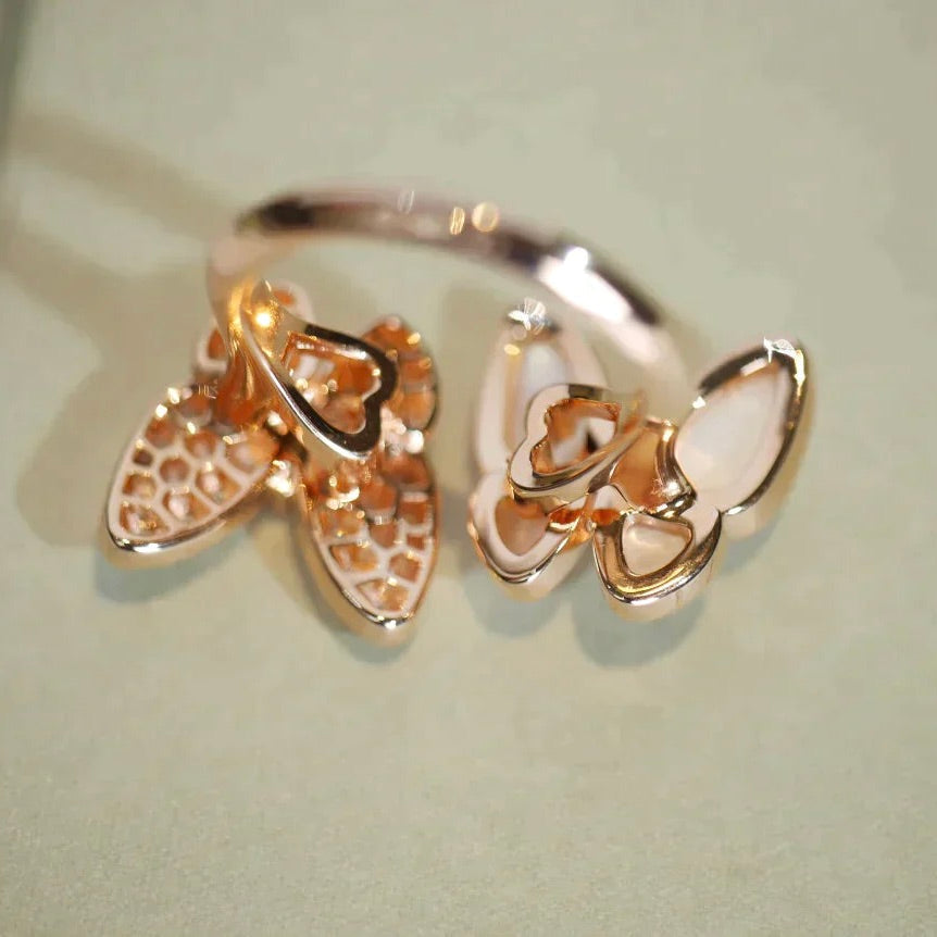 [Shinejoy]TWIN BUTTERFLY DIAMOND MOP RING