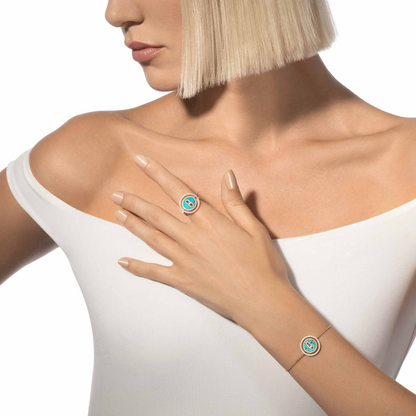 [Shinejoy]Demo MOVE TURQUOISE PINK GOLD DIAMOND BRACELET