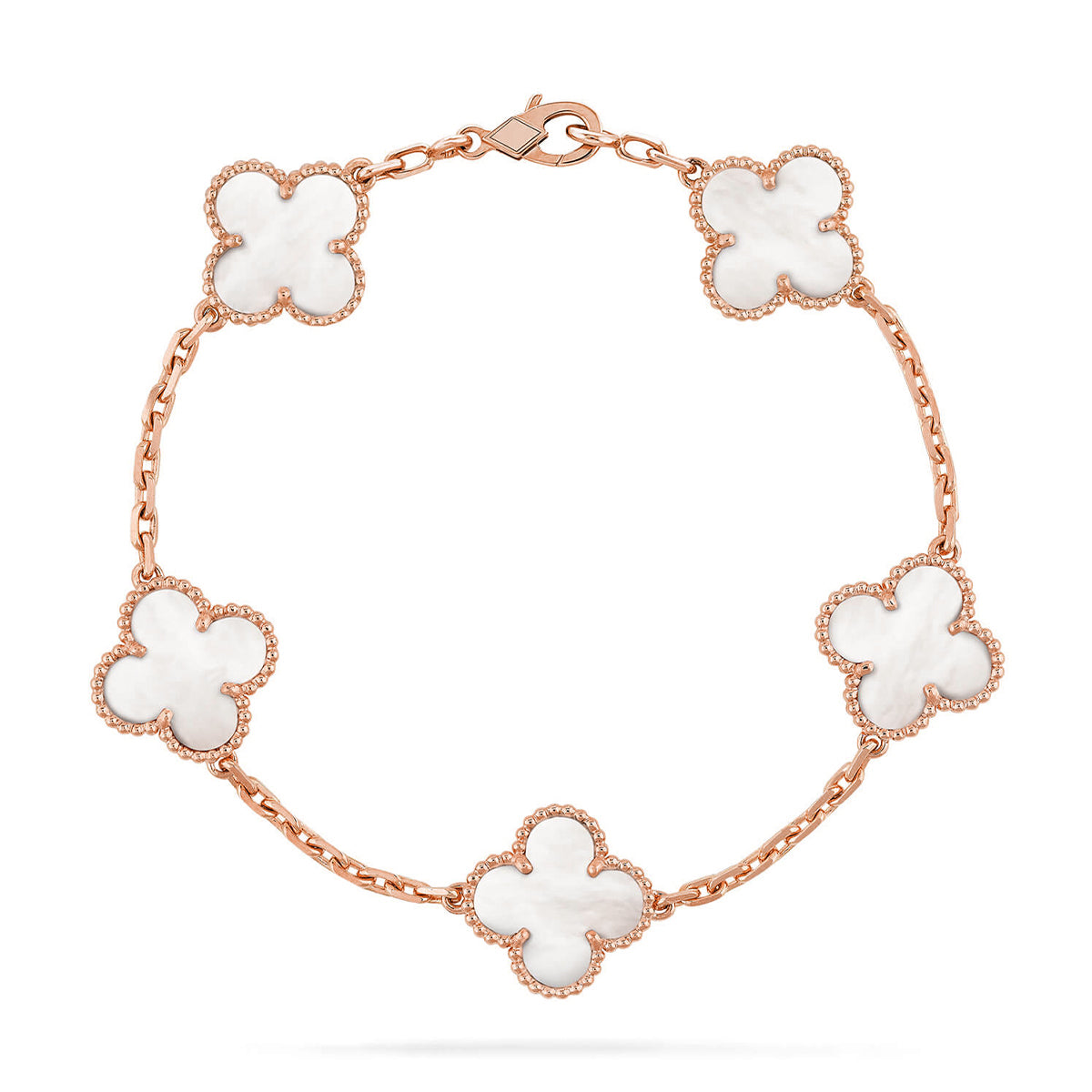 [Shinejoy]CLOVER WHITE PEARL MOP 5 MOTIF BRACELET COLLECTION