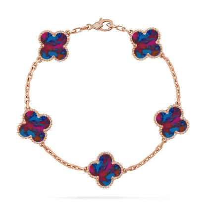 [Shinejoy]CLOVER 5 MOTIF COLOR GEMSTONES BRACELET COLLECTION