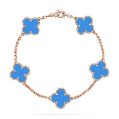 [Shinejoy] CLOVER 5 MOTIF BLUE AGATE BRACELET COLLECTION