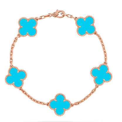 [Shinejoy] CLOVER 5 MOTIF TURQUOISE BRACELET COLLECTION