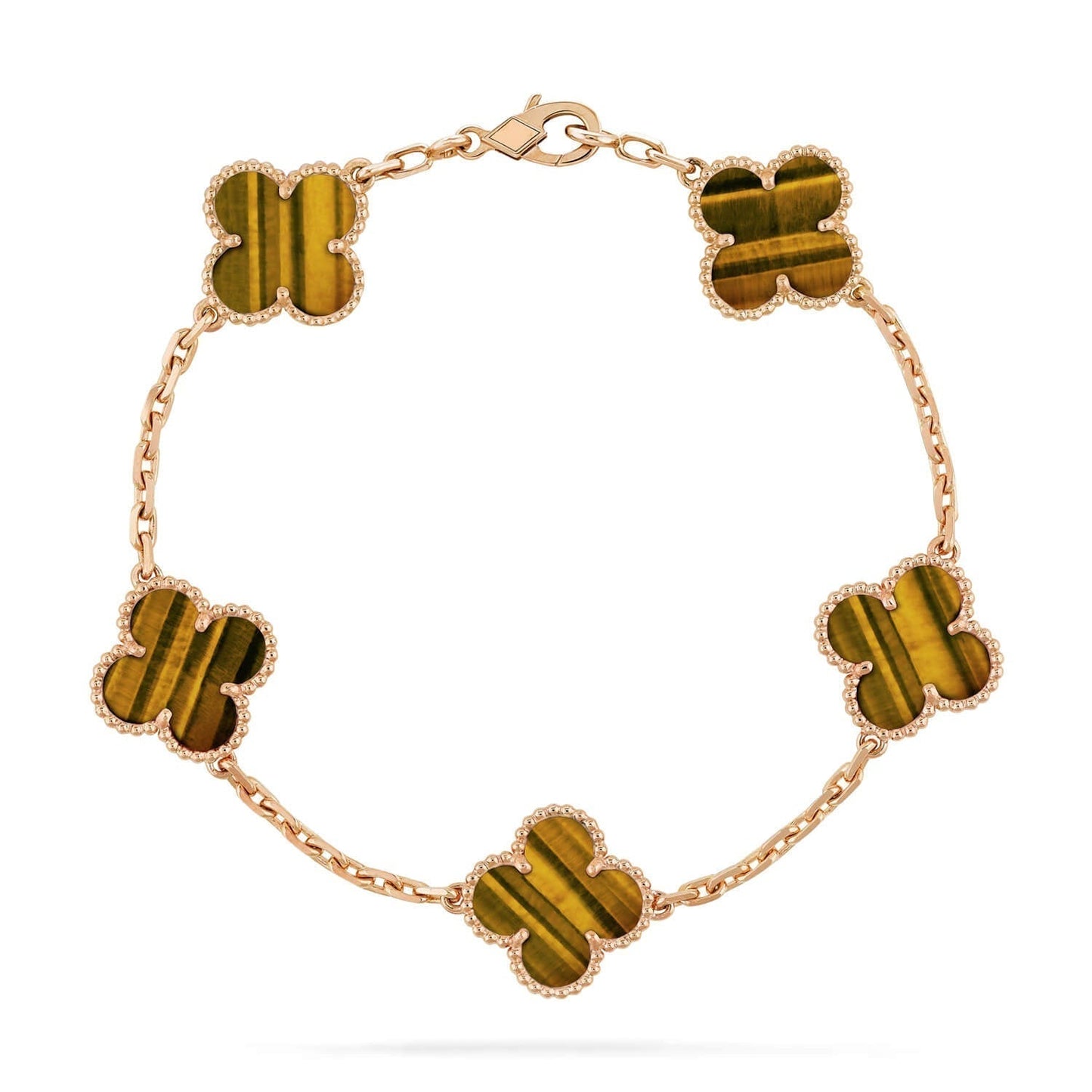 [Shinejoy] CLOVER 5 MOTIFS TIGER EYE BRACELET COLLECTION
