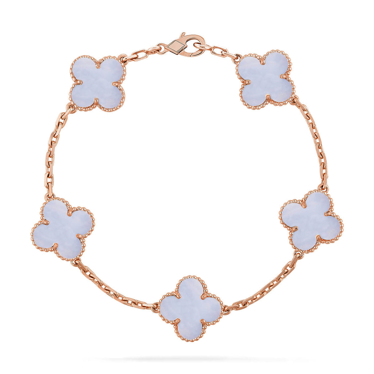 [Shinejoy] CLOVER 5 MOTIF PURPLE CHALCEDONY BRACELET COLLECTION