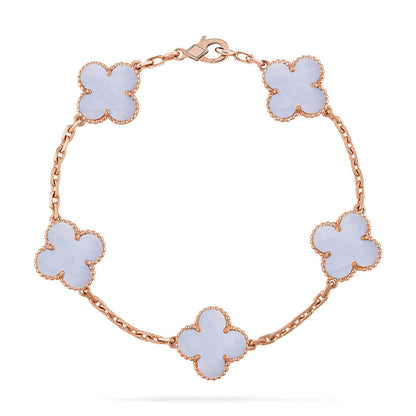 [Shinejoy] CLOVER 5 MOTIF PURPLE CHALCEDONY BRACELET COLLECTION