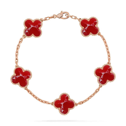 [Shinejoy]CLOVER 5 MOTIF RED PATTERN BRACELET COLLECTION