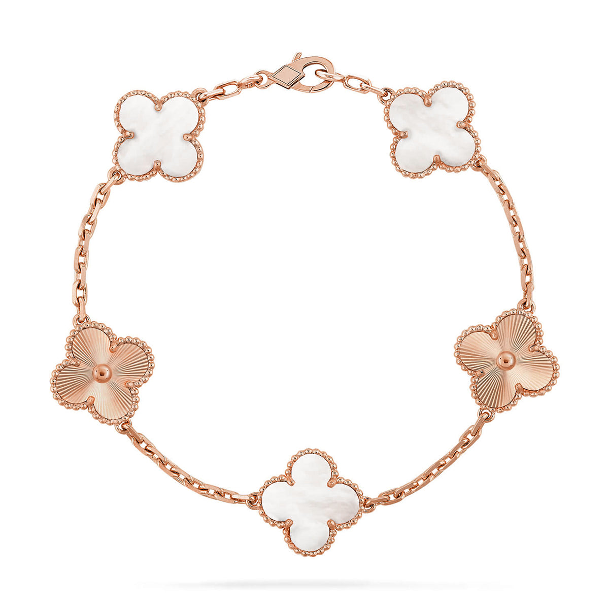 [Shinejoy]CLOVER WHITE PEARL MOP 5 MOTIF BRACELET COLLECTION