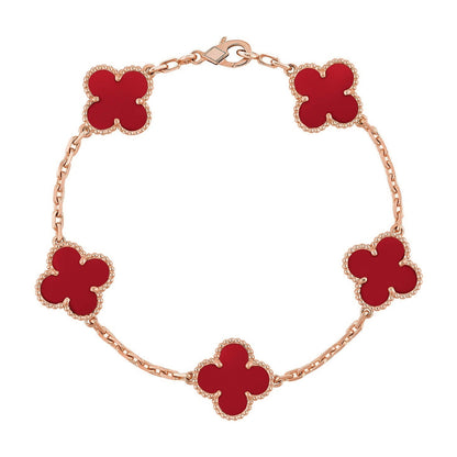 [Shinejoy] CLOVER 5 MOTIF RED CORNELIAN BRACELET COLLECTION