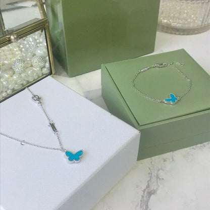 [Shinejoy]BUTTERFLY TURQUOISE BUTTERFLY BRACELET SILVER