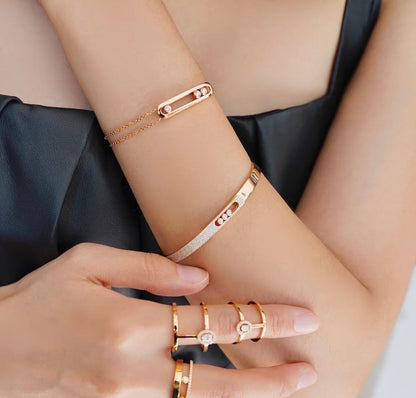 [Shinejoy]Move Noa Rose Gold Pavé Diamond Bangle Bracelet