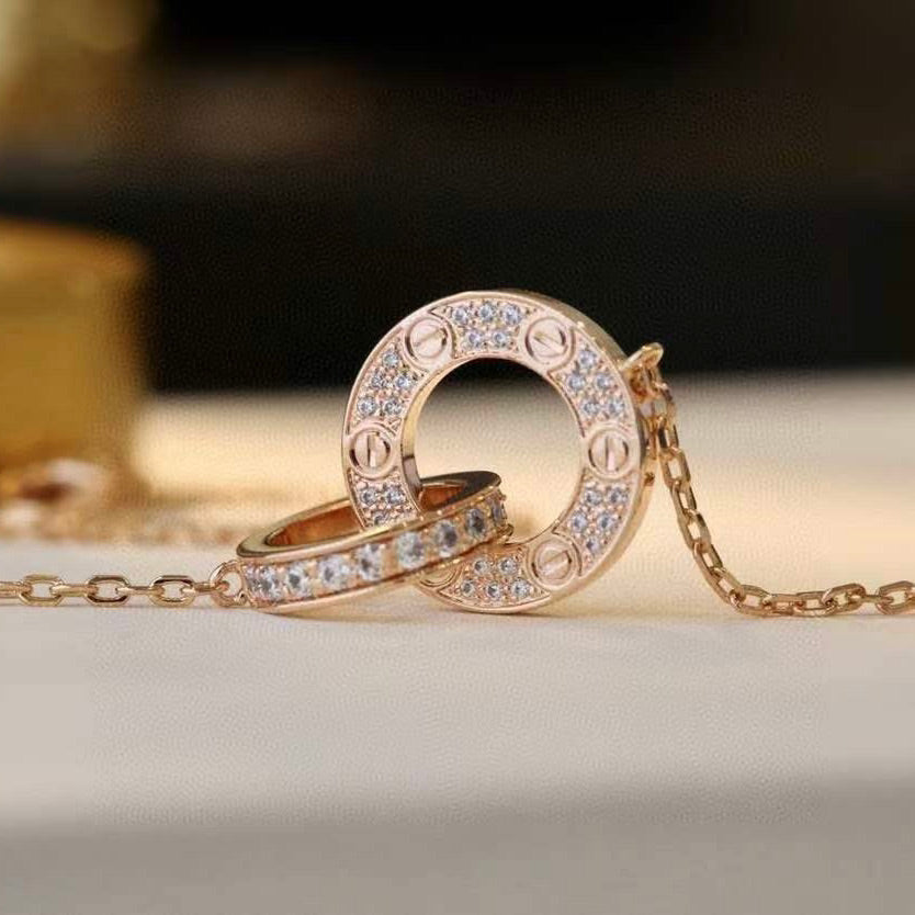 [Shinejoy]LOVE 7.6MM NECKLACE Shinejoy GOLD AND SILVER  FULL DIAMOND