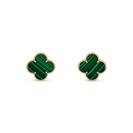 [Shinejoy]CLOVER MINI 9.5MM MALACHITE  EARRINGS