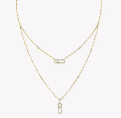 [Shinejoy]MS Double-Circle Full-Diamond Necklace