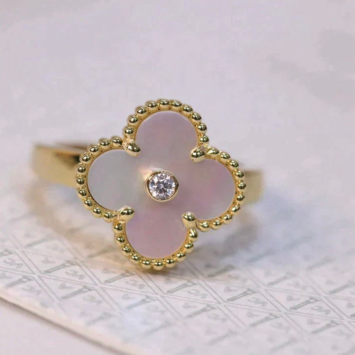 [Shinejoy]CLOVER PINK MOP RING GOLD DIAMOND