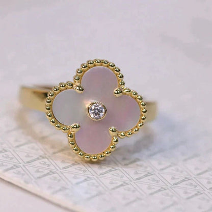 [Shinejoy]CLOVER PINK MOP RING GOLD DIAMOND