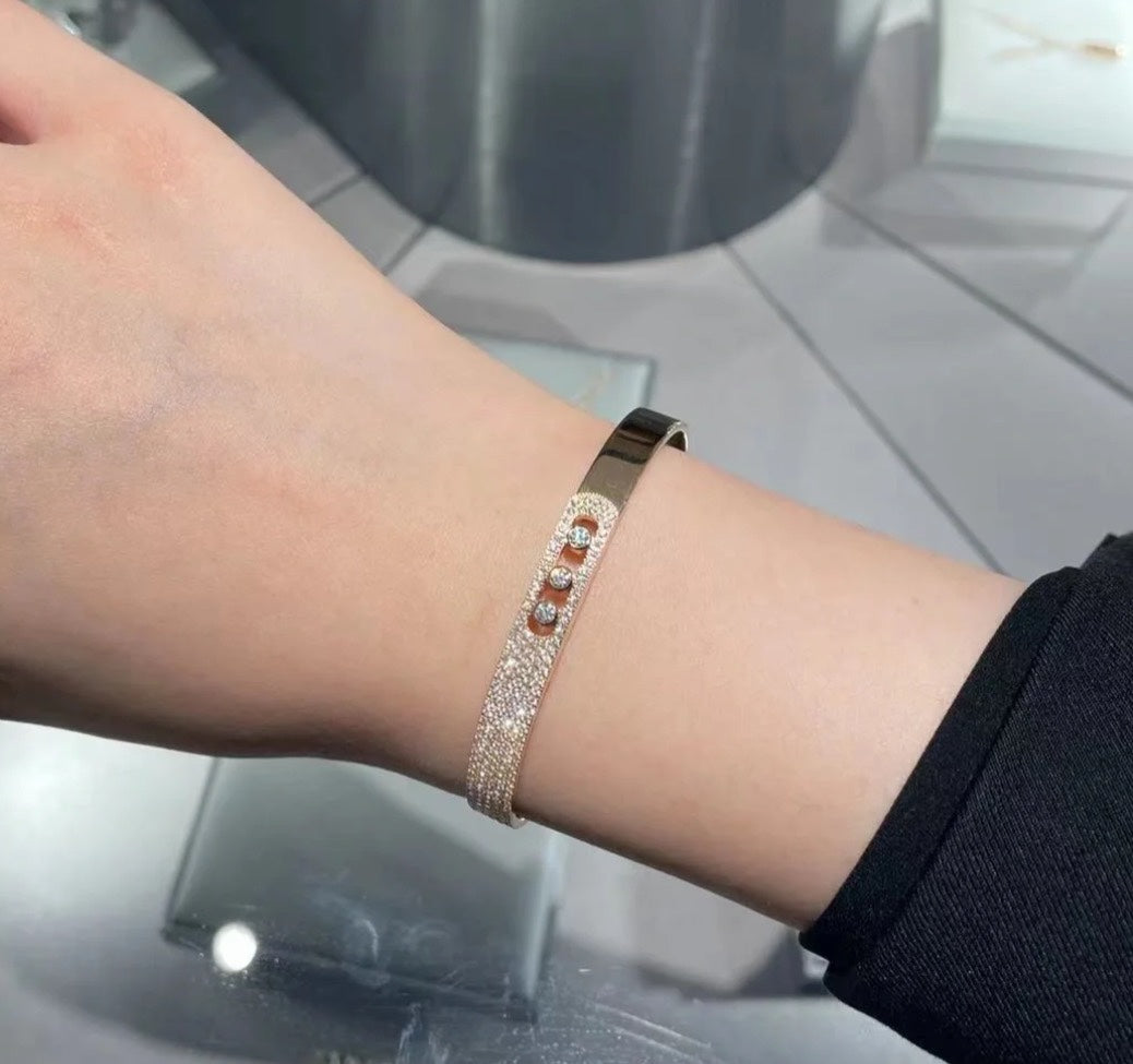 [Shinejoy]Move Noa Rose Gold Pavé Diamond Bangle Bracelet