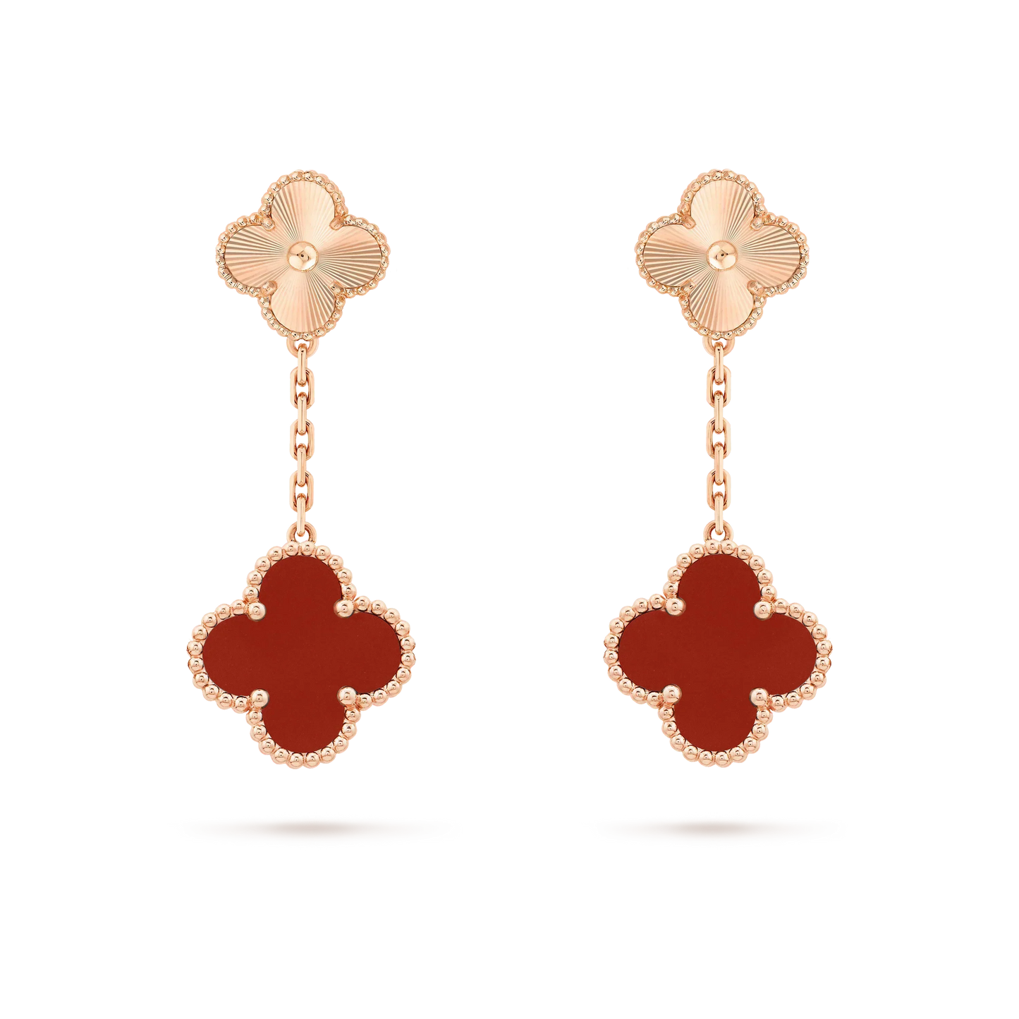 [Shinejoy]CLOVER 2 MOTIF  LASER CARNELIAN EARRINGS