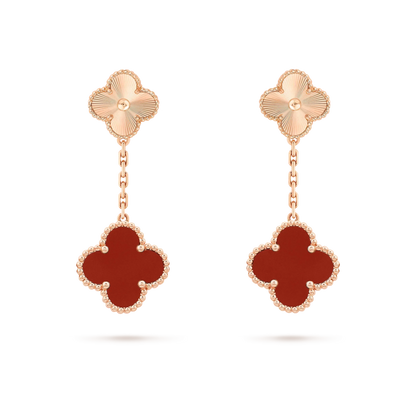 [Shinejoy]CLOVER 2 MOTIF  LASER CARNELIAN EARRINGS