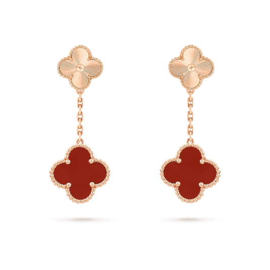 [Shinejoy]CLOVER 2 MOTIF  LASER CARNELIAN EARRINGS