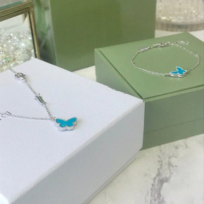 [Shinejoy]BUTTERFLY TURQUOISE BUTTERFLY BRACELET SILVER