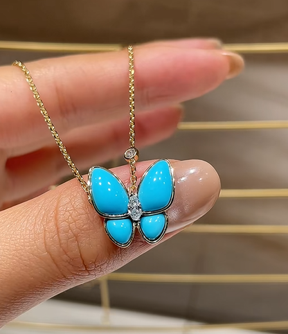 [Shinejoy]Turquoise Butterfly Gold Necklace
