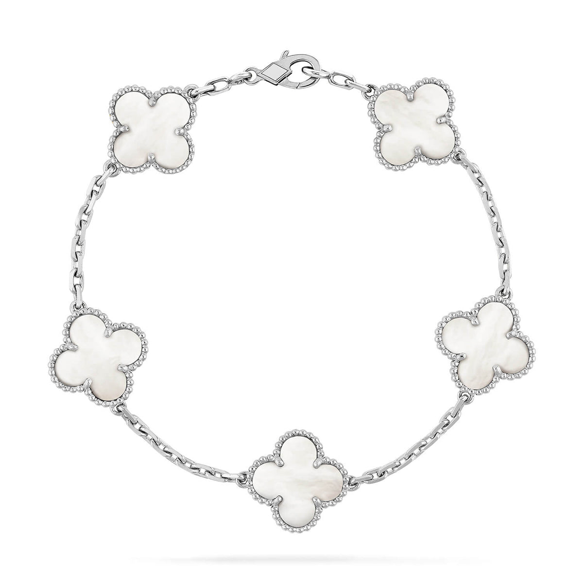 [Shinejoy]CLOVER WHITE PEARL MOP 5 MOTIF BRACELET COLLECTION